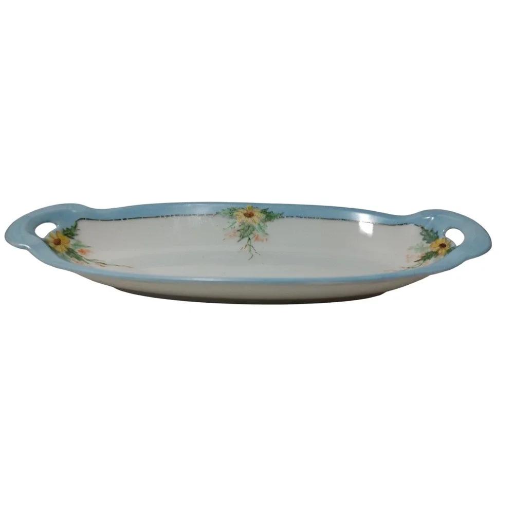 Antique‎ RS Reinhold Schlegelmilch Dish Germany Pickle Celery Oblong Floral SEE